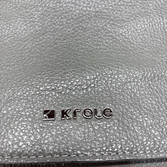 Krole Italian Leather Satchel Gray Teal Crossbody Convertible Made in Italy - Picture 12 of 16